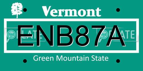 ENB87A Vermont License Plate