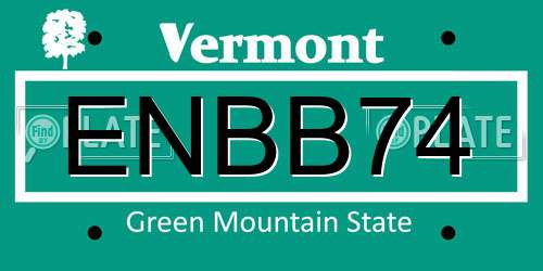 ENBB74 Vermont License Plate