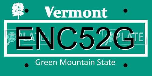 ENC52G Vermont License Plate