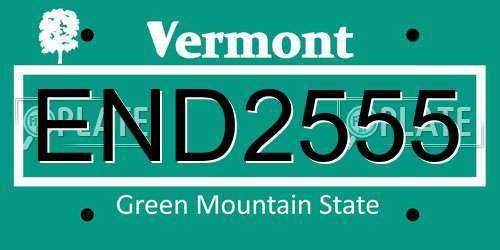 END2555 Vermont License Plate