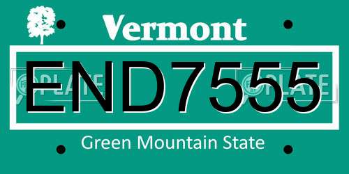 END7555 Vermont License Plate