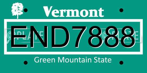 END7888 Vermont License Plate