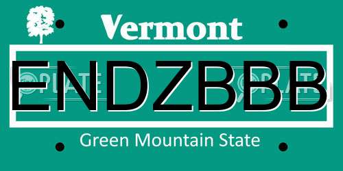 ENDZBBB Vermont License Plate