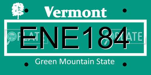 ENE184 Vermont License Plate