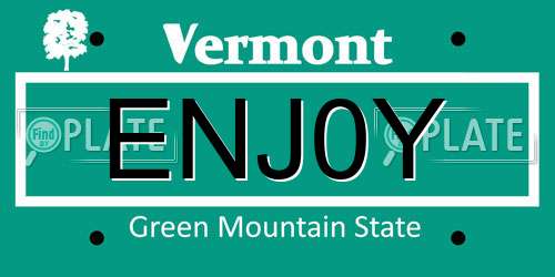 ENJ0Y Vermont License Plate