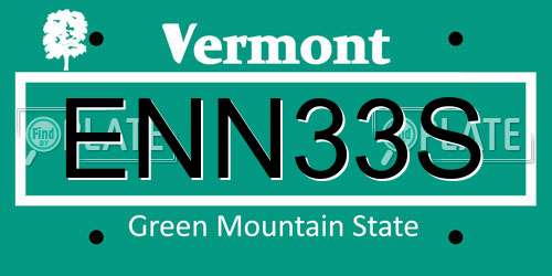 ENN33S Vermont License Plate