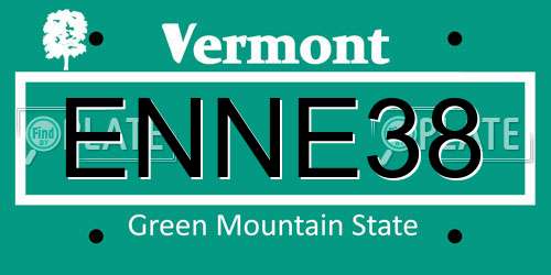 ENNE38 Vermont License Plate