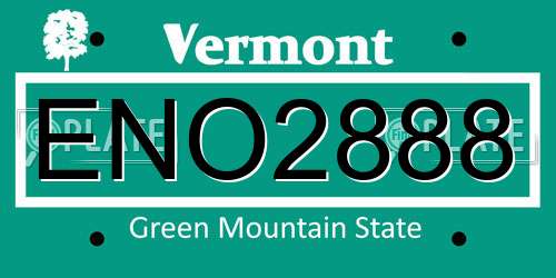 ENO2888 Vermont License Plate
