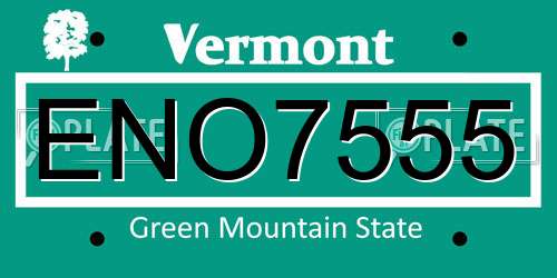 ENO7555 Vermont License Plate