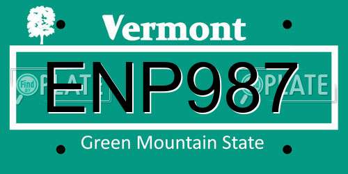 ENP987 Vermont License Plate