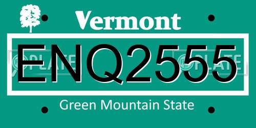 ENQ2555 Vermont License Plate