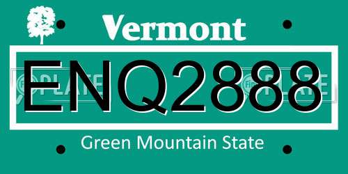 ENQ2888 Vermont License Plate