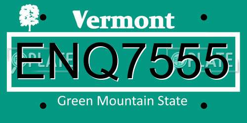ENQ7555 Vermont License Plate