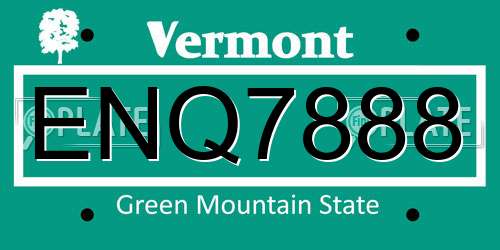 ENQ7888 Vermont License Plate