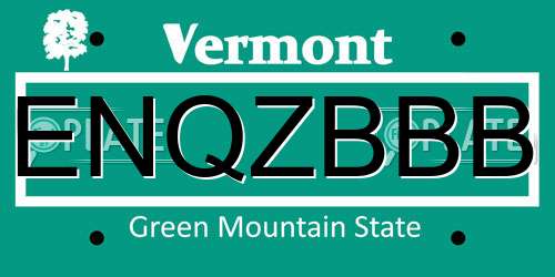 ENQZBBB Vermont License Plate