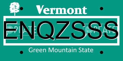 ENQZSSS Vermont License Plate