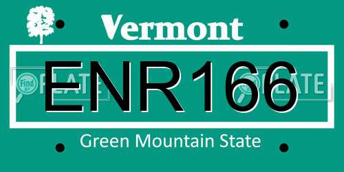 ENR166 Vermont License Plate