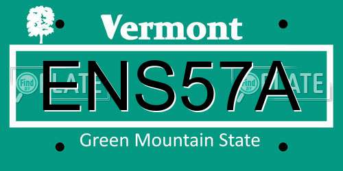 ENS57A Vermont License Plate
