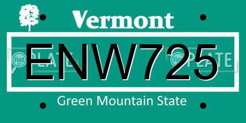 ENW725 Vermont License Plate