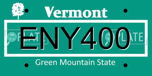 ENY400 Vermont License Plate