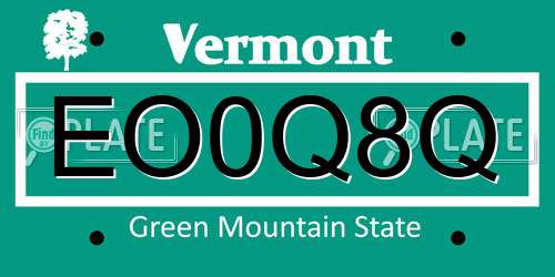 EO0Q8Q Vermont License Plate