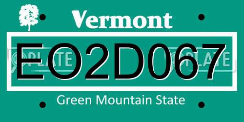 EO2D067 Vermont License Plate