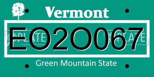 EO2O067 Vermont License Plate