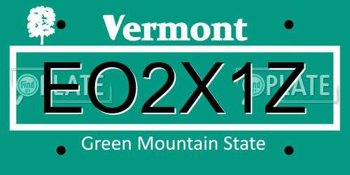 EO2X1Z Vermont License Plate