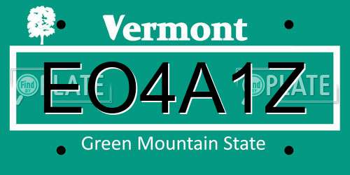 EO4A1Z Vermont License Plate