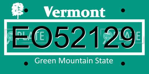 EO52129 Vermont License Plate