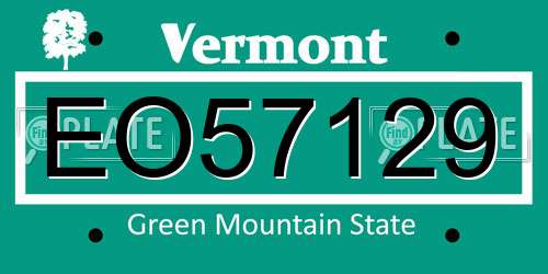 EO57129 Vermont License Plate