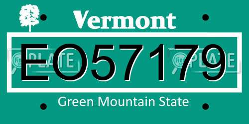 EO57179 Vermont License Plate