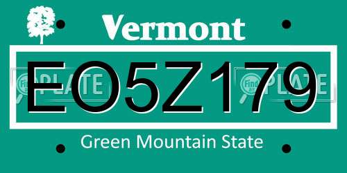 EO5Z179 Vermont License Plate
