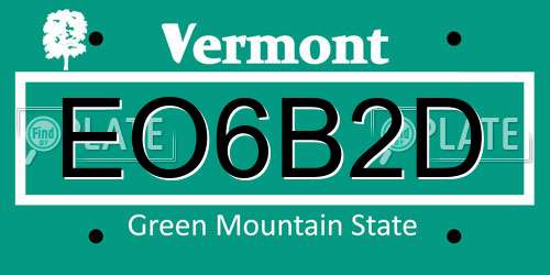 EO6B2D Vermont License Plate