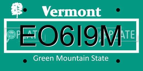EO6I9M Vermont License Plate
