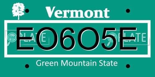 EO6O5E Vermont License Plate