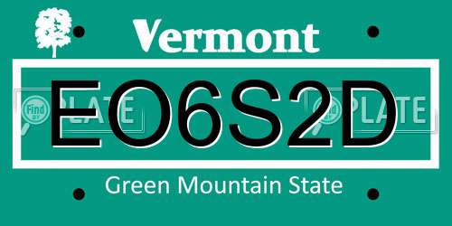 EO6S2D Vermont License Plate