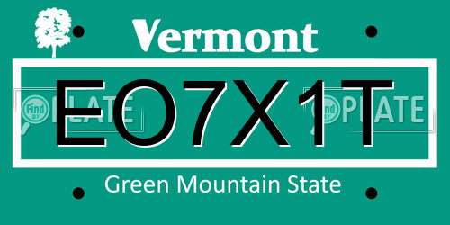 EO7X1T Vermont License Plate