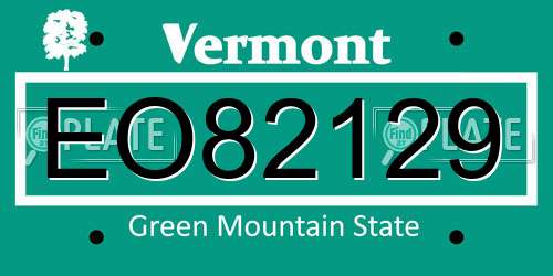EO82129 Vermont License Plate
