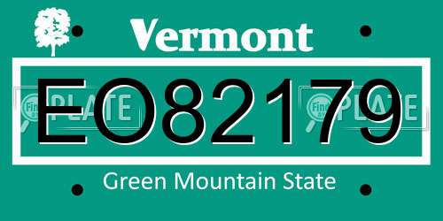 EO82179 Vermont License Plate