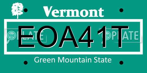 EOA41T Vermont License Plate