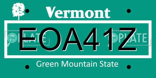 EOA41Z Vermont License Plate