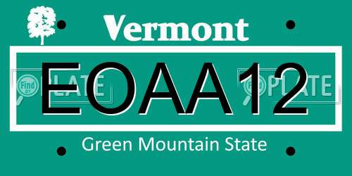 EOAA12 Vermont License Plate