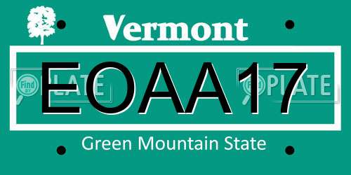 EOAA17 Vermont License Plate