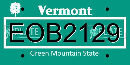 EOB2129 Vermont License Plate