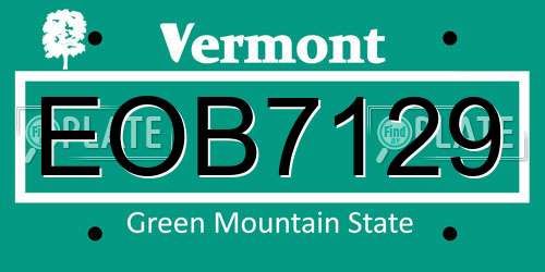 EOB7129 Vermont License Plate