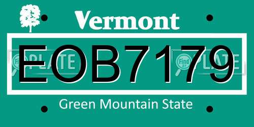 EOB7179 Vermont License Plate