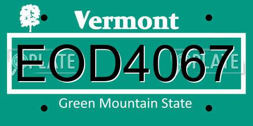 EOD4067 Vermont License Plate