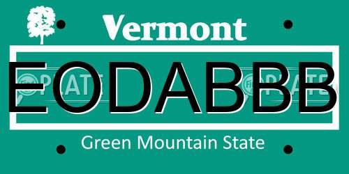EODABBB Vermont License Plate