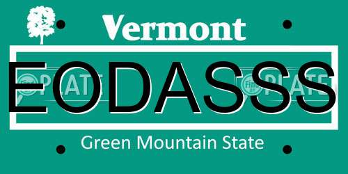 EODASSS Vermont License Plate